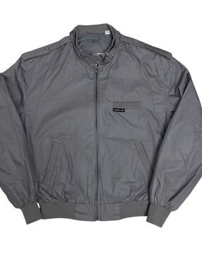 MEMBERS ONLY Vintage 90s Bomber RACER Jacket Grey Business Coat Mens Large